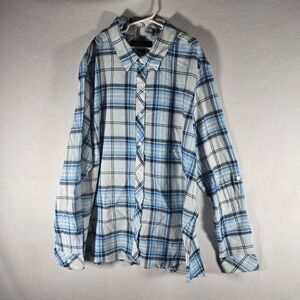 North River Outfitters Womens Size XL Plaid Button Down Shirt Blue Gray New